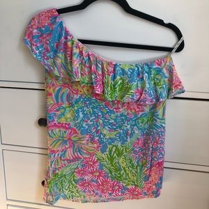 Lilly Pulitzer🌊☀️⚓️Neeva One Shoulder Ruffle Top